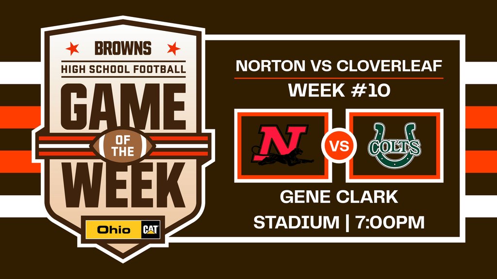 CloverleafLocal's tweet photo. Colts Nation! You did it! Cloverleaf vs. Norton has been named the Browns High School Football Game of the Week! The winning football program gets $3,000, the game will be featured on Browns social media, and more. Go Colts! https://t.co/d7GegYvNRC
