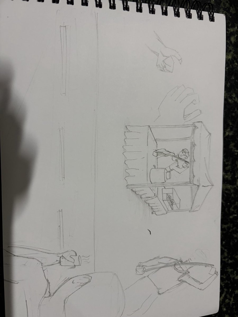 raspberry__1's tweet photo. Day 7 of learning to draw figures: 

trying to draw more scenes.. figure got messedup. Needs more practice also was leaning  to draw fingers and palms https://t.co/nwejykezuC