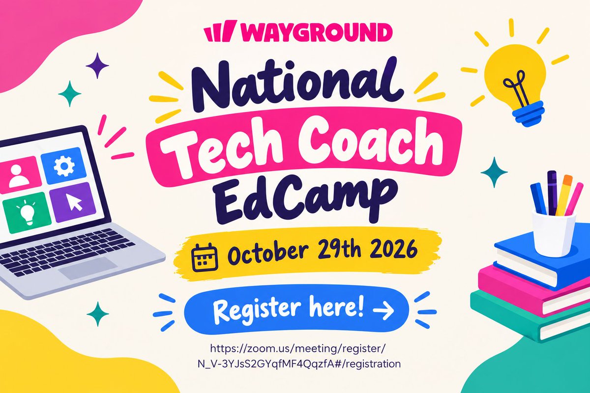 alicekeeler's tweet photo. Join me for the National Tech Coach EdCamp by Wayground @waygroundai on October 29!

Connect with educators, discover new ideas and tools from experts in EdTech and media!

Register here: https://t.co/Ox4ceILJwD

#EdTech #TechCoach #GoogleEDU #Wayground @waygroundai https://t.co/g4doGlGbqb