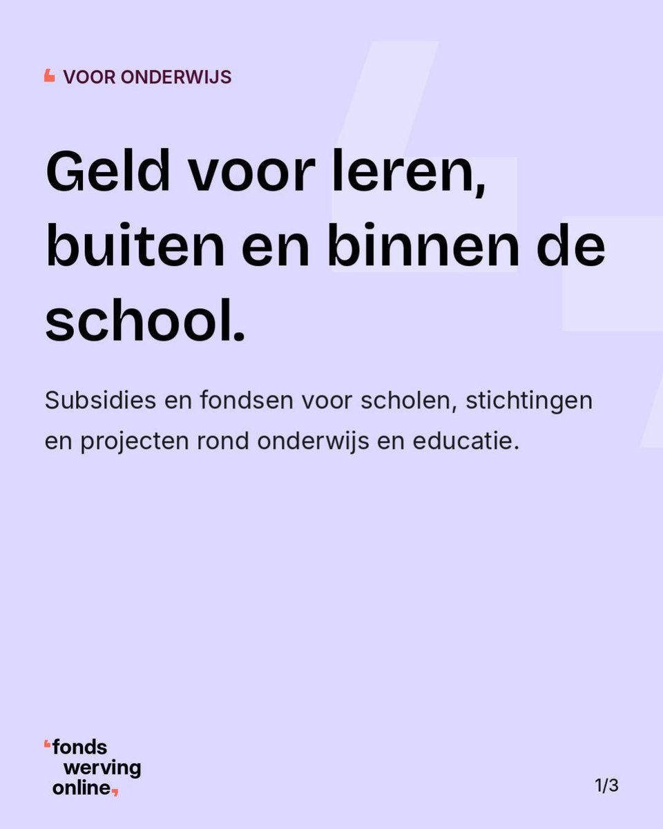 fondswerving's tweet photo. Een lesprogramma, een project met kinderen, educatie in de wijk: voor leren buiten en binnen de school zijn subsidies en fondsen te vinden.

Drie voorbeelden uit de databank, en waar je ze vindt:

https://t.co/WyXq10CByv

#onderwijs #educatie https://t.co/eaWgV1ZG37