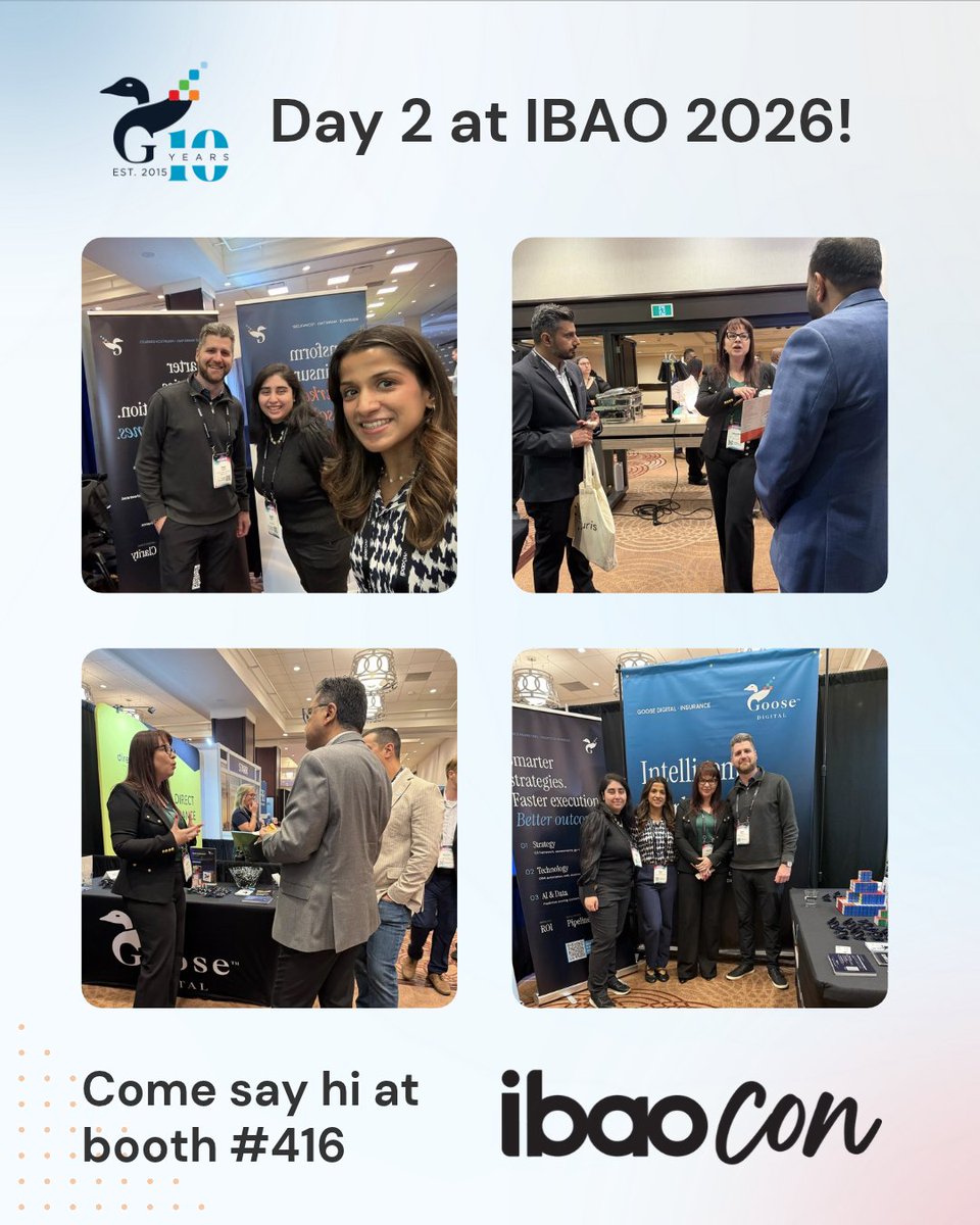 GooseDigital's tweet photo. Day 2 at IBAOcon 2026! 👋

There’s so much interest in how marketing can work smarter, and we’re excited to be part of these conversations, share ideas, and connect with industry peers.

If you’re at IBAOcon today, come say hi at booth #416! 

#IBAOcon2026 #insurancebrokers https://t.co/EoMNFKTDI2