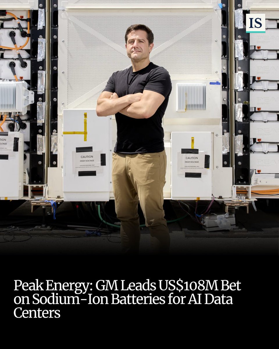 investorsoc's tweet photo. AI data centers need power that is safe and always on. Peak Energy raised US$108M, led by GM, to build sodium-ion batteries in California.

Read the full brief on our website: https://t.co/tKFEDAVcs5

#Energy #CleanTech https://t.co/hK20MlKk3Z