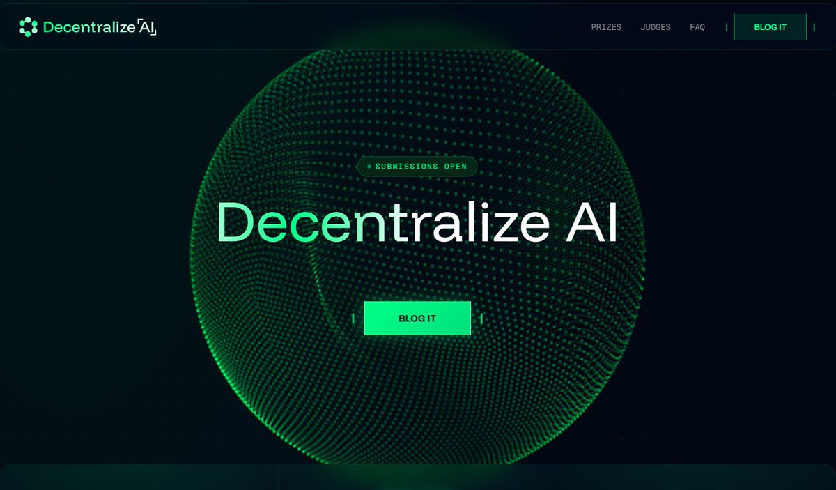 onlyarweave's tweet photo. @ArweaveEco @paralith_market @aoTheComputer Your words can support the permaweb. @hackernoon’s Decentralize AI Hackathon is running now and entering only takes one post.

The Arweave ecosystem is sponsoring the event with 2,000 $AR worth of credits and rewards. Round 1 ends on October 31. 

https://t.co/YsjsAcZDyP https://t.co/IzAgYTnIi6