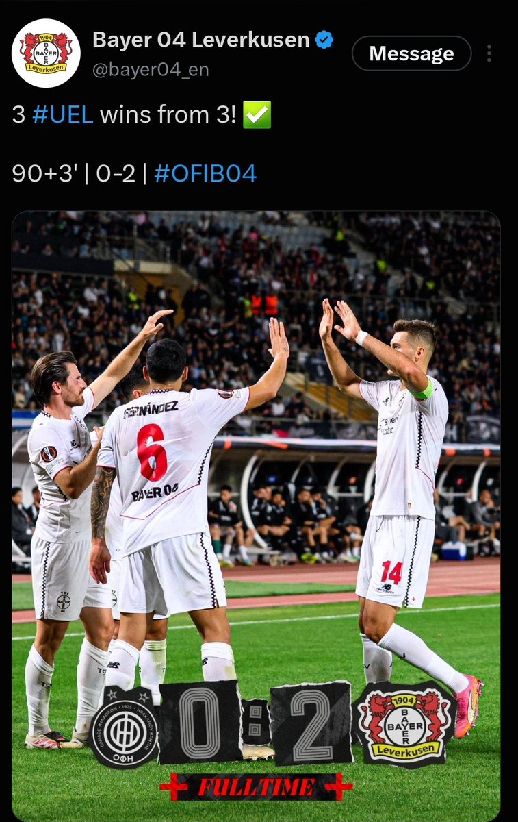 SteveBmSu's tweet photo. 🥳

#OFIB04 #UEL #Bayer04 https://t.co/9CG2xV2ruC