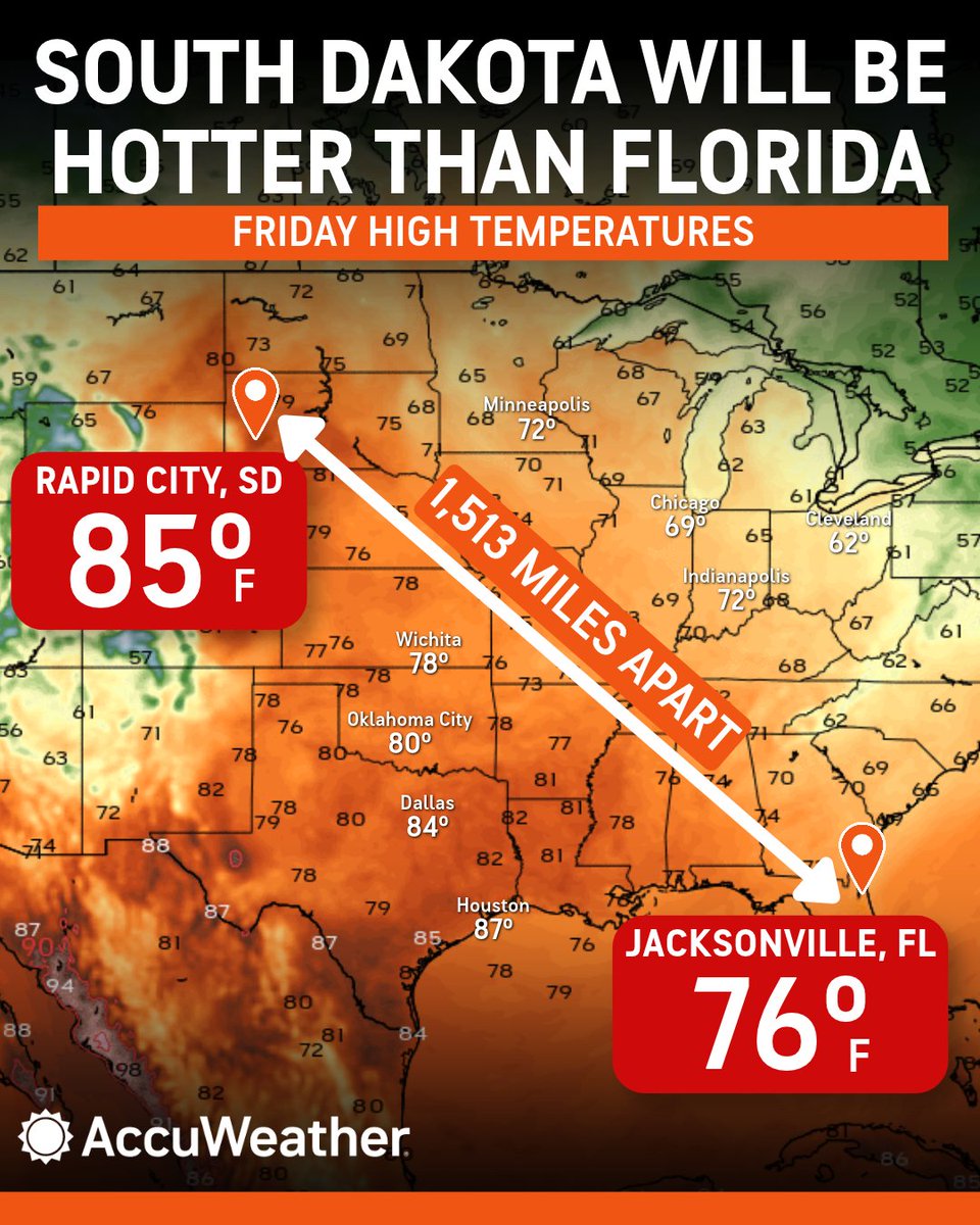 accuweather's tweet photo. South Dakota trying to be tropical in late October 🌴 https://t.co/LEjzcYA604