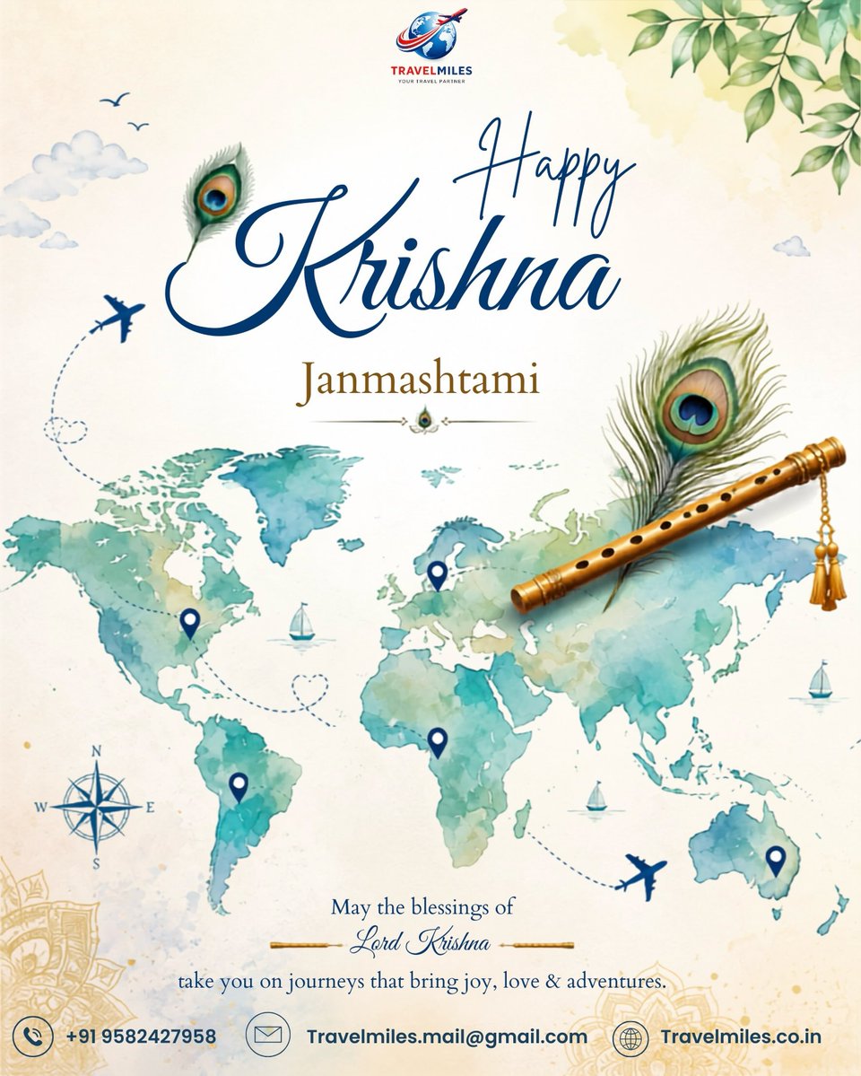 TCAHMET2's tweet photo. Happy Krishna Janmashtami! May Lord Krishna’s blessings fill your life with joy, love, peace, and beautiful journeys. Travel more. Explore more. https://t.co/g6VucSAGtK