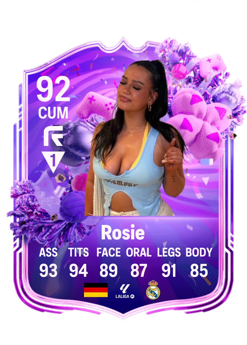nonamedman74's tweet photo. Making fifa cards for your irls. Rosie big tit big ass slut i live for these. HMU if u want one made. #wankchat #wankbattle #goon #nsfwtwt https://t.co/ebnqih2fCu