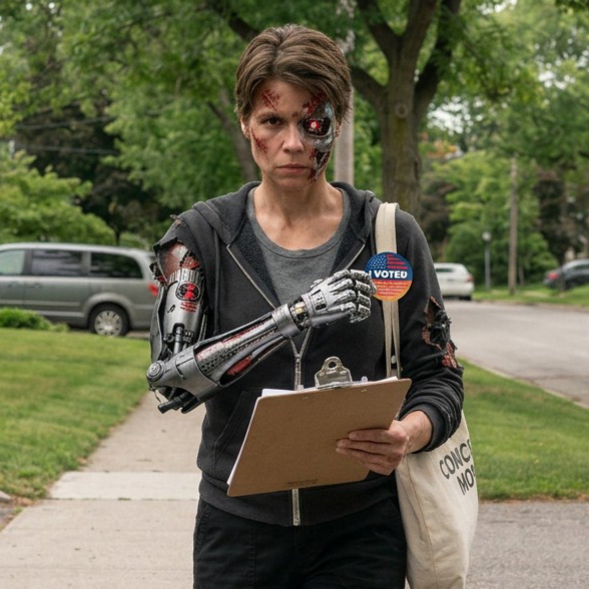 Bug_Hall's tweet photo. A.I. will not conquer the world in the manner of Skynet. It will conquer in the manner of inescapable bureaucracy, crippling financial institutions, and an endless series of social trip-wires for anyone seeking to escape the funhouse. It won't be the T-5000. It will be MecaKaren. https://t.co/xgUHwJmg1M