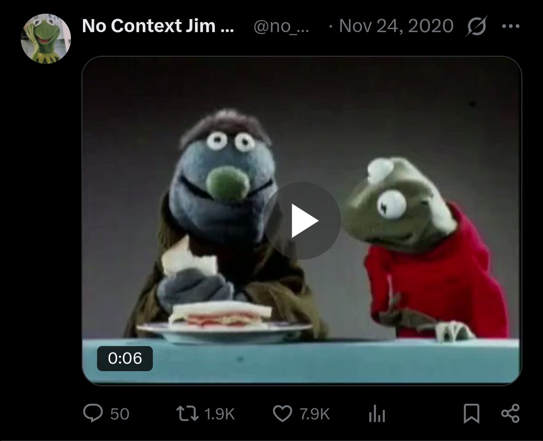 Gilition's tweet photo. "What was your biggest impact on the internet?" 
Honestly I don't think I've made an impact but I did make a Mel Blanc scream compilation that blew up and I also helped popularized the Muppets Claussin's Bread commercial thru my Muppet Account https://t.co/CDsXUrMtj1