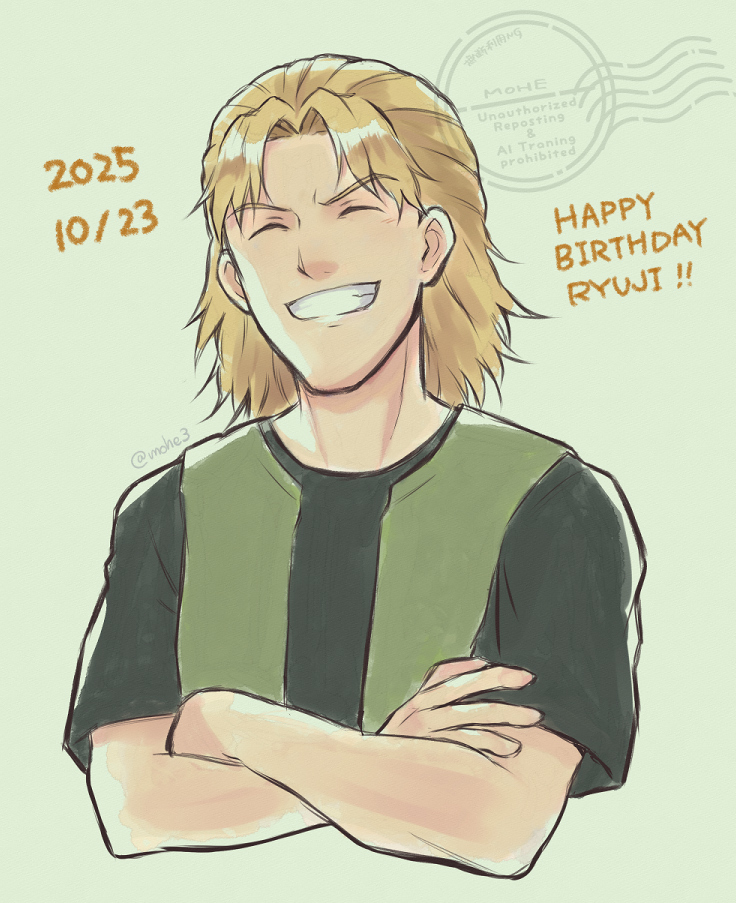 mohe3's tweet photo. リュージ誕生日～の過去絵　何だかんだリュージは毎年描けてたんだな（2回くらい年末まで引っ張ったけど） https://t.co/IqWVjFSKLo