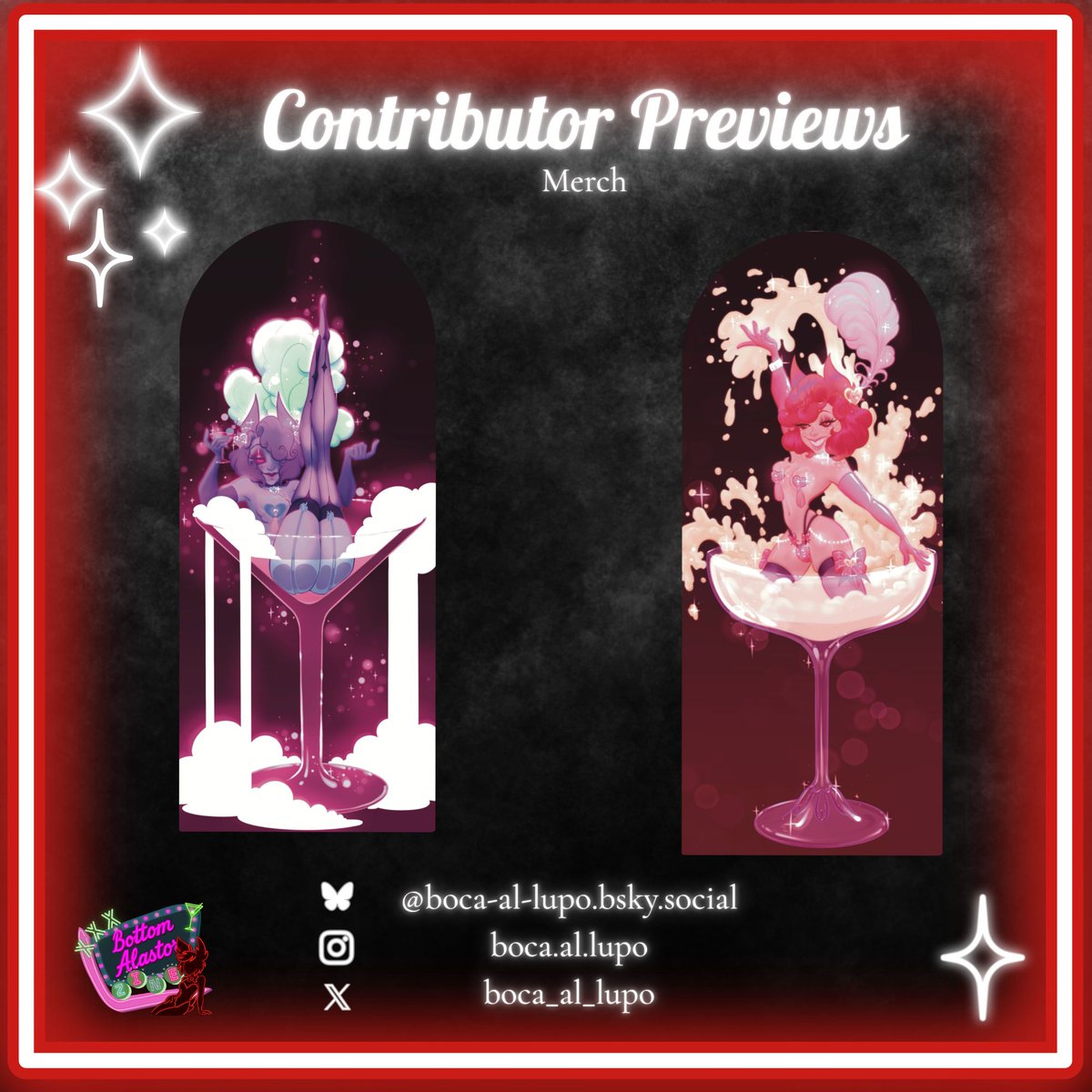 BottomAlServer's tweet photo. 🦌 CONTRIBUTOR PREVIEW 🦌 

Here comes another merch close up! These gorgeous bookmarks were drawn by @boca_al_lupo! Included in all Flats, Full, and Merch bundles! 

Don't forget to grab your copy now! 

#alastor #zine #hazbinhotel #hazbinhotelzine #bottomalastor https://t.co/DEmiWhqBxf