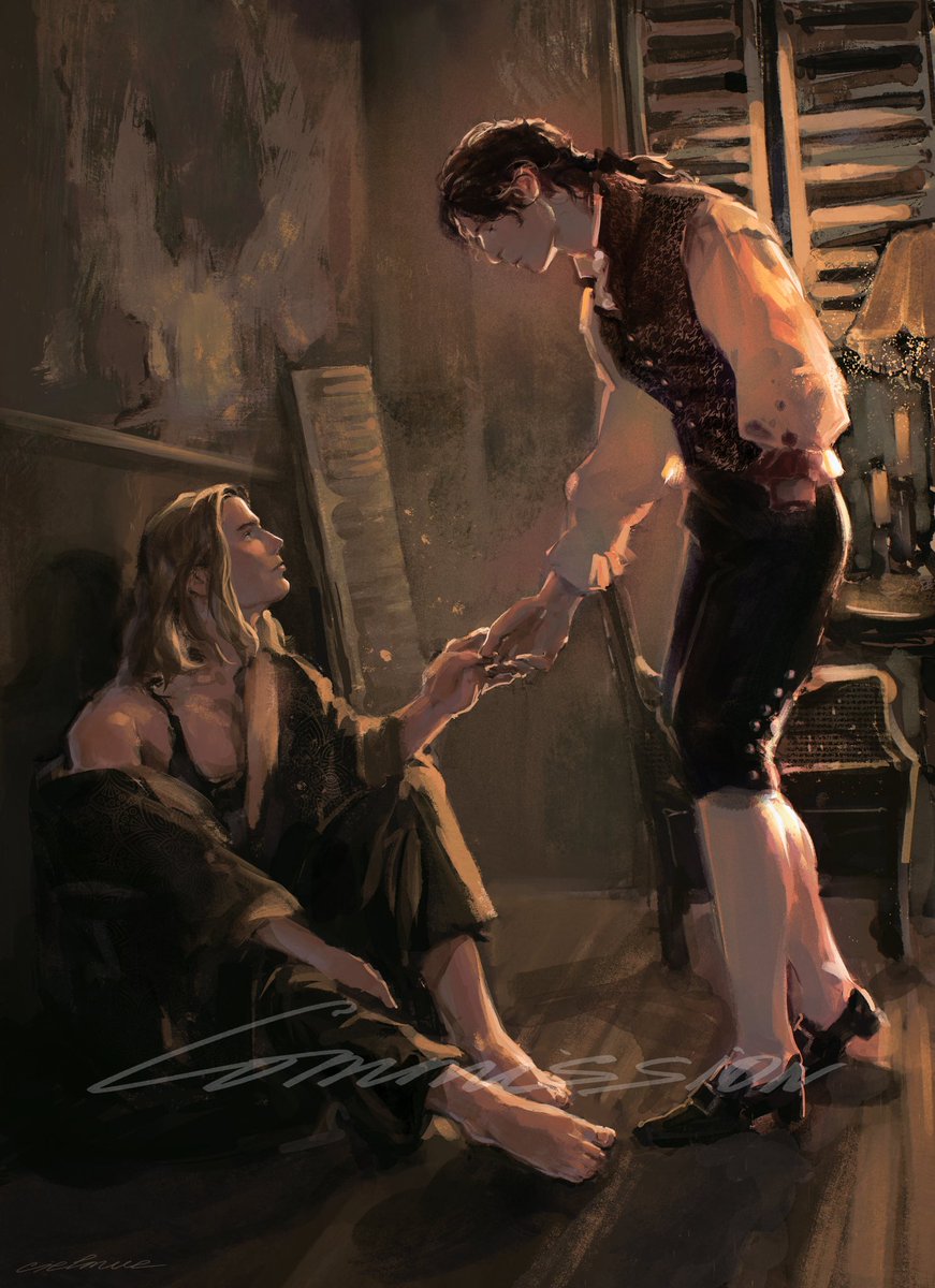 cielmue1's tweet photo. Lestat &amp; Nicki
✨ companion pieces on commission for @lestatandmojo and @letlovewinx 
#iwtv #TheVampireLestat #NicolasdeLenfent https://t.co/rqOrBLQCGK