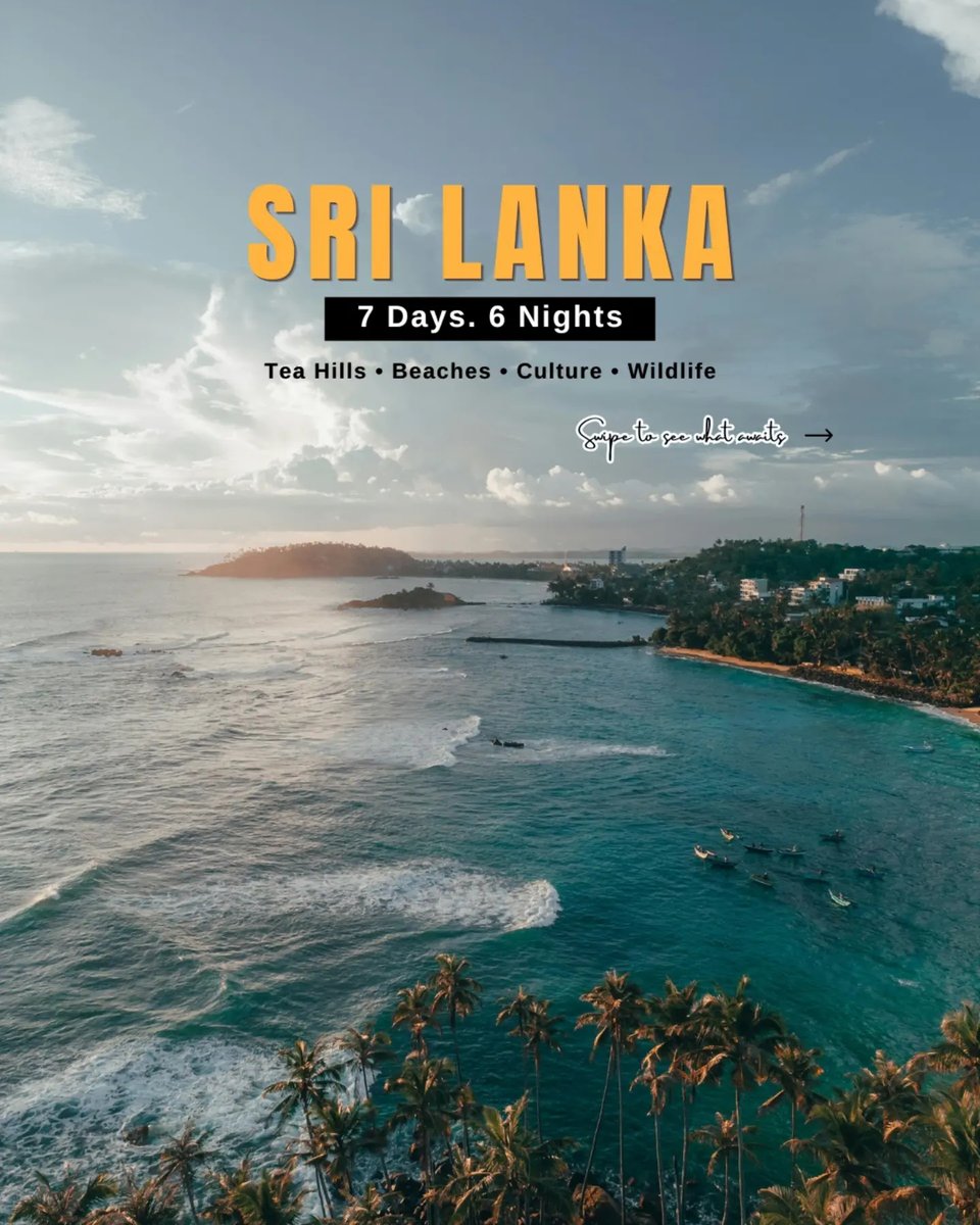 ELVISMENDOZALOP's tweet photo. From ancient cities and tea-covered hills to golden beaches and vibrant city life, Sri Lanka has it all. Discover what your 7-day getaway could look like. DM us for pricing and travel details. https://t.co/UkCcHG2nkz