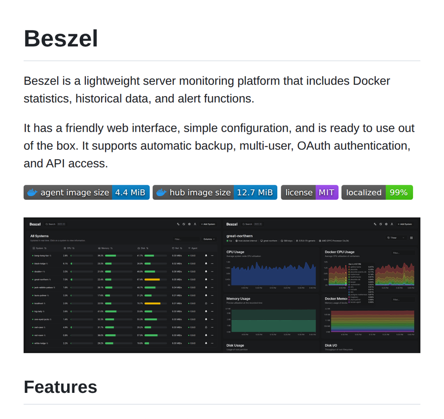 RepoGems's tweet photo. Monitor Docker stats, historical data &amp; alerts with Beszel - lightweight server monitoring.

See link below 👇 https://t.co/TzkpGYgR13