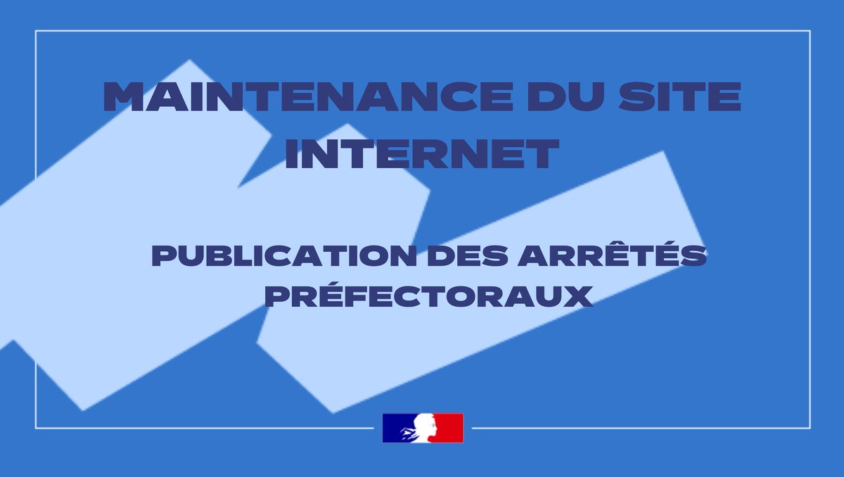 Prefet34's tweet photo. ℹ️ recueil des actes administratifs 

Le site internet des services de l'Etat dans l'Hérault est actuellement en maintenance.

Le recueil des actes administratifs de ce jour est consultable :

▪️en numérique via le lien suivant :

Recueil n°299 : 
https://t.co/QVtQsM48fG

Recueil n°300 : 
https://t.co/ung9l7sXXn

▪️par voie d'affichage à l'entrée de la préfecture (sis Place du Marché aux Fleurs à Montpellier)