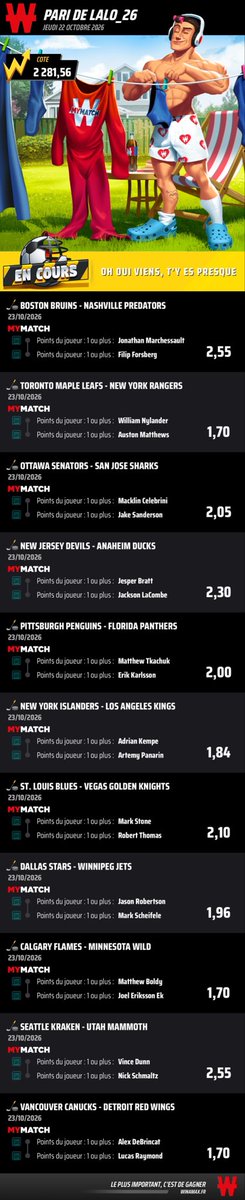 APMBetting's tweet photo. NHL🏒🇺🇸

Confiance 

Pittsburgh🆚Florida 

E.Karlsson + S.Jones décisifs🎯2.88 (PMU 25€)

Combi jackpot (1€ ou freebet)

🎯147
https://t.co/kEaFkg6aaV

🎯2281
https://t.co/1WH17rDhL4

🎯3077
https://t.co/VhxW8UGM3j

🎯9881
https://t.co/ZrmfB8NHOm

❤️si tu suis 
Bisous 🫡

#TeamParieur #NHL