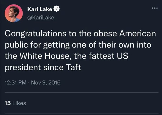 ImpeachDT47's tweet photo. @JayTC53 @SaveUSAKitty We talking about the same thing #KKKariLake @KariLake who posted THIS almost 10 years ago!
@KariLakeWarRoom IS A LOSER.
She would fit in PERFECTLY with #TrumpIsARussianAsset.
She would be AWFUL as a Press Sec https://t.co/tAgJvBbyaL