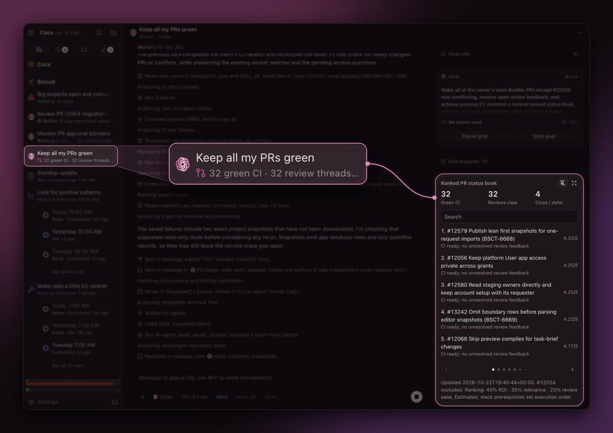 blixt's tweet photo. if you're building a harness and you decide to put intelligent ui in it then please steal this idea:
let the agent design a glance component that renders the same stuff as a single line so i can track the agent's updates from the sidebar https://t.co/CDddC37dmS