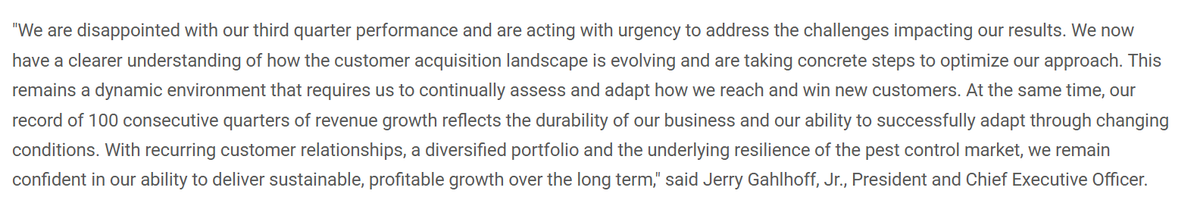 Quality_stocksA's tweet photo. Rollins $ROL Q3 26 management comments 👇 

This is the kind of thing you want to read in a difficult situation: there are not trying to hide the difficulties...

Results were slightly under expectations but organic growth was still above 4% https://t.co/qNFr12nlR7