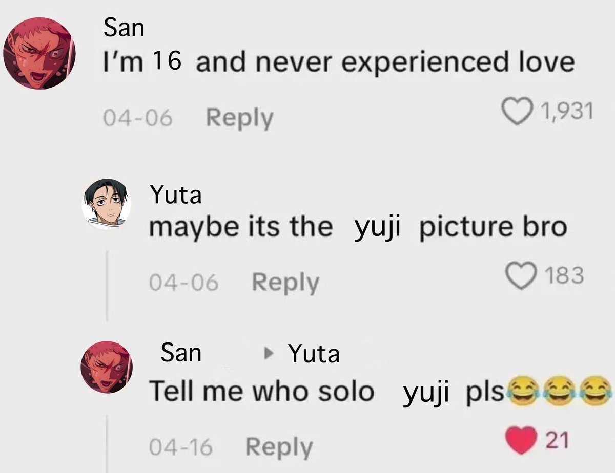 miauyuji's tweet photo. tell me who solo yuji pls 😂 #yusan https://t.co/IeT9vfcsQD