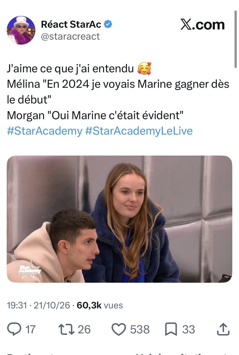 Lydea_s's tweet photo. Regardez jusqu’où elles sont capables d’aller. C’est grave ! 
Les candidats parlent évidement de la victoire de Marine à la star et pas de l’autre. Et dans le seul but d’inciter à la haine. C’est de la diffamation et c’est puni par la loi. #StarAcadamy https://t.co/qHr8JBkiQ0
