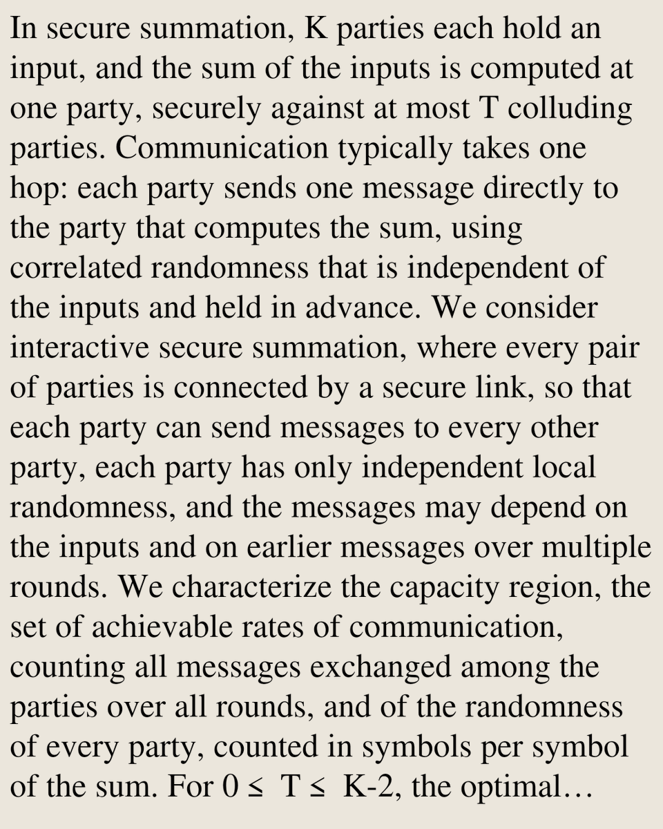 Encoding's tweet photo. The Capacity of Interactive Secure Summation

Hua Sun
https://t.co/Tp4nj7NiYA [𝚌𝚜.𝙸𝚃] https://t.co/zzAVgodi5W