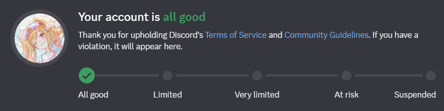 cinnamenhera's tweet photo. im surprised everyones discords is getting suspended but im like mega chilling rn https://t.co/qT5uleAyjU