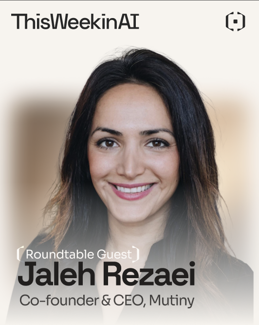 ThisWeeknAI's tweet photo. TWiAI Episode Droppedd!

We had the honor of having @jalehr of @MutinyCorp for today’s roundtable!

Four months after scrapping her $72M-backed SaaS product, Mutiny’s revenue was growing 188% week-over-week, 12x faster than its original launch.

Catch the full episode - link in the comments.