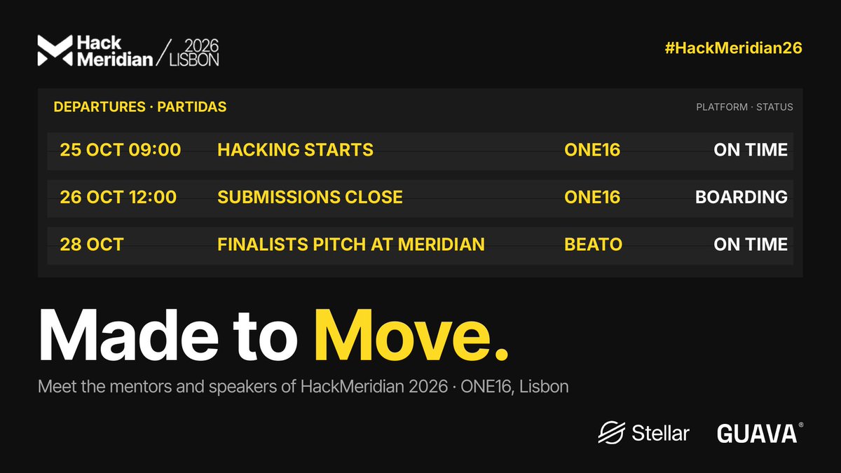 GuavaGlobal's tweet photo. 🛬 Meet your mentors, part 3!

Developers, engineers, and community builders from @StellarOrg are here to help you turn an idea into something real. See you at ONE16 in Lisbon on October 25 and 26, and find your way to #HackMeridian26 🧵👇 https://t.co/MFwEqZK2zd