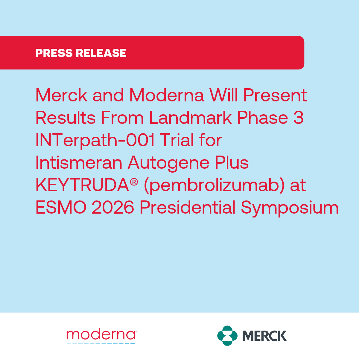 Moderna ESMO 2026 slide: INTerpath-001