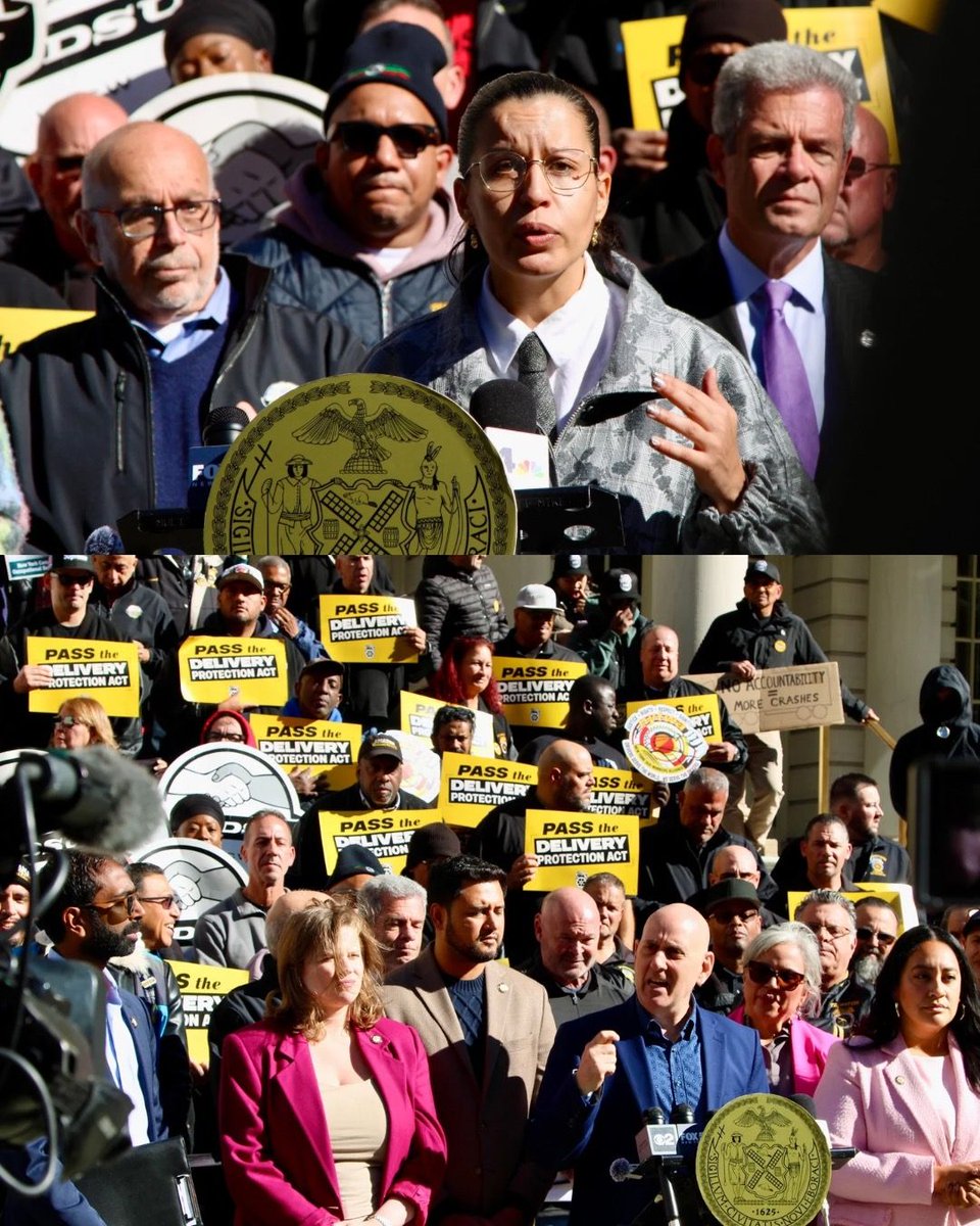 CentralLaborNYC's tweet photo. Companies like Amazon control the work &amp; collect the profits, but leave workers without basic protections. The Delivery Protection Act would hold these companies accountable &amp; improve safety for both workers &amp; communities. https://t.co/CExvATmXoy