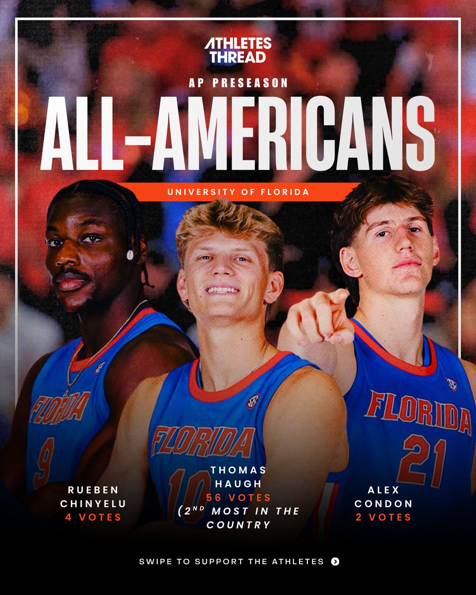 GatorThreads's tweet photo. Three Gators getting All-America love 🐊🏀

Support Thomas, Rueben, and Alex on Athletes Thread

🔗 in bio

#GoGators #GatorsHoops #GatorBoys https://t.co/2IHrN4ULoT
