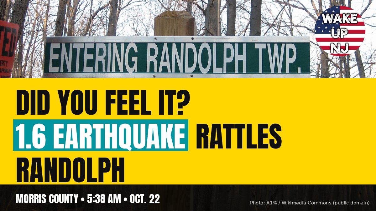 wakeupnj's tweet photo. Did you feel it? There was a tiny 1.6 earthquake rattled Randolph in Morris County at 5:38am this morning. Most of Jersey slept right through it
https://t.co/3dxru9ys9b https://t.co/6ue4SJ5jKY