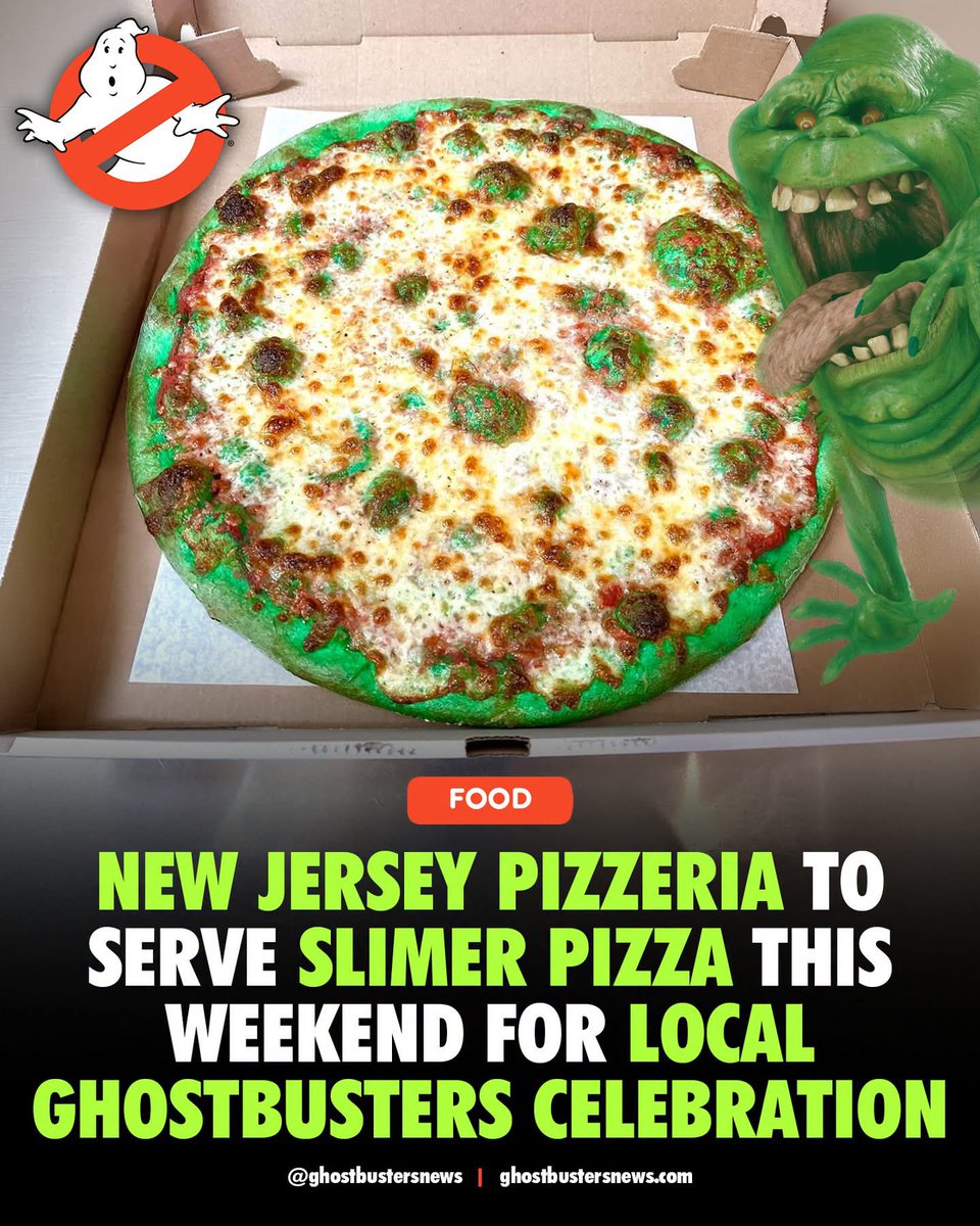 GBNewsdotcom's tweet photo. New Jersey Pizzeria to Serve Slimer Pizza This Weekend for Local Ghostbusters Celebration: https://t.co/b2XQYLa0UM https://t.co/Kgqh5YcgQf