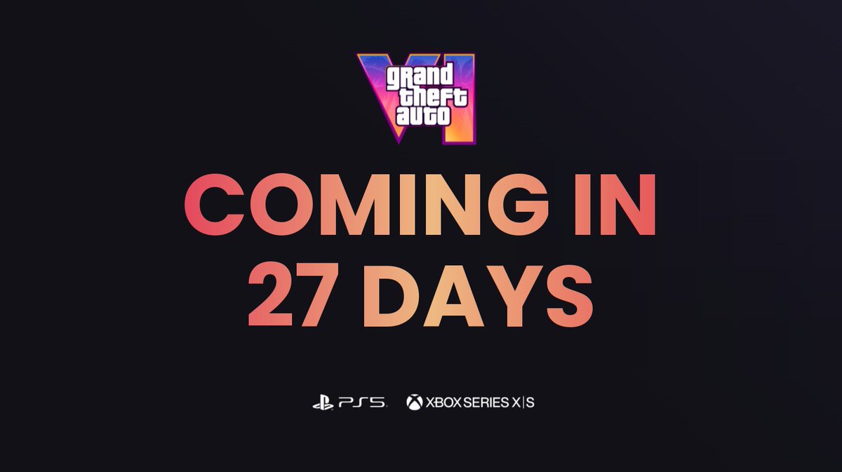 GTA6Newswire's tweet photo. 27 days to go https://t.co/5gC1xcilay