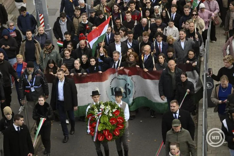 DNewsHungary's tweet photo. PM Magyar: In 1956, demonstrators became free Hungarian citizens #hungary #dailynewshungary https://t.co/zmrZ3jf8Ym