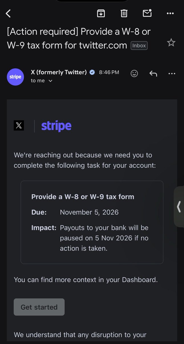 MarinatedTurks's tweet photo. Stripe is asking for tax form?

Am i the only one who got this? https://t.co/NEV2v1wHdo