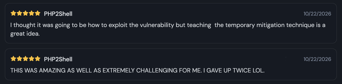 SkillBitLabs's tweet photo. Seems like folks are enjoying our new challenge, 'PHP2Shell' 🔥

ICYMI, we dropped a challenge that uses the php2shell vulnerability. Apply the advisory’s interim fix, restart the server, and keep the business running.

Try it on our platform at https://t.co/4GGTnqn3mw https://t.co/saaXg3ZuQC