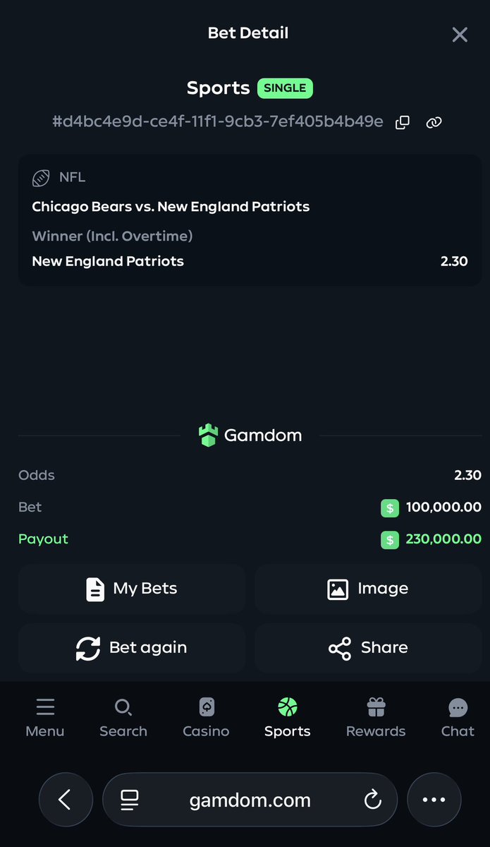 stevewilldoit's tweet photo. Go pats @gamdom @gamdomsport 

Pats +3.5 seems like free money and pats ML seems like gambling 🤷 https://t.co/oj6qR8rJ9B