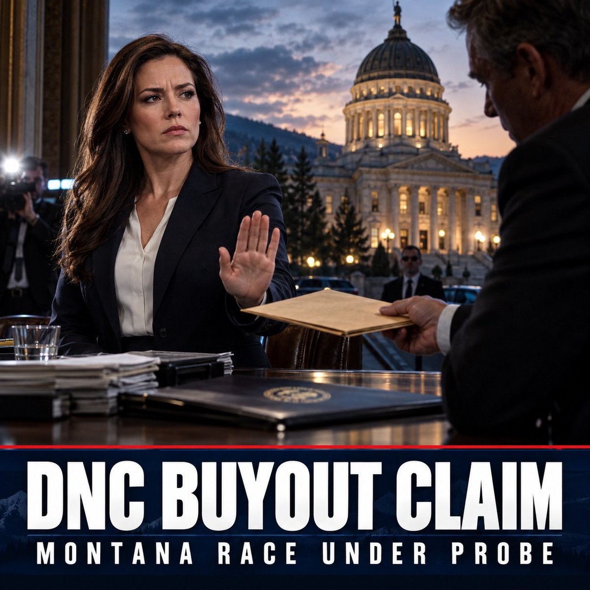 GuntherEagleman's tweet photo. The DNC allegedly tried to buy its own Senate nominee out of the race.

Democrat Alani Bankhead says the party offered her a job if she quit Montana's Senate race and endorsed independent Seth Bodnar.

She said no.

Montana AG Austin Knudsen is now investigating. The DNC denies it.

Montana law bans offering anything of value to make a candidate drop out.

If it happened, that is not hardball. That is a crime.