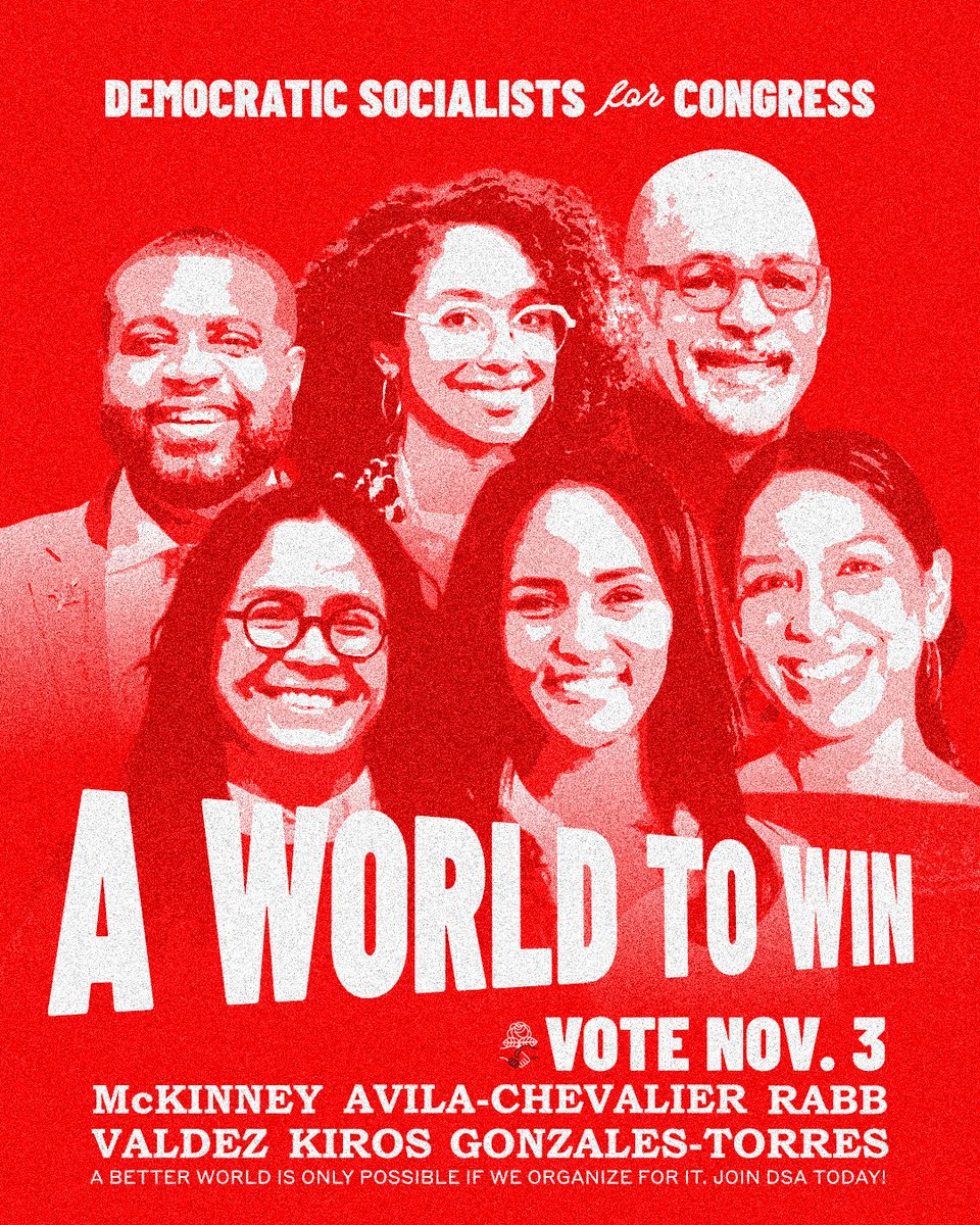 DemSocialists's tweet photo. DSA has candidates from across the country running for Congress this November. We have a world to win, are you with us? 

Join DSA today and get involved in organizing a better world! You can donate to our slate of candidates at the link below! https://t.co/4Vh0uc6bUM
