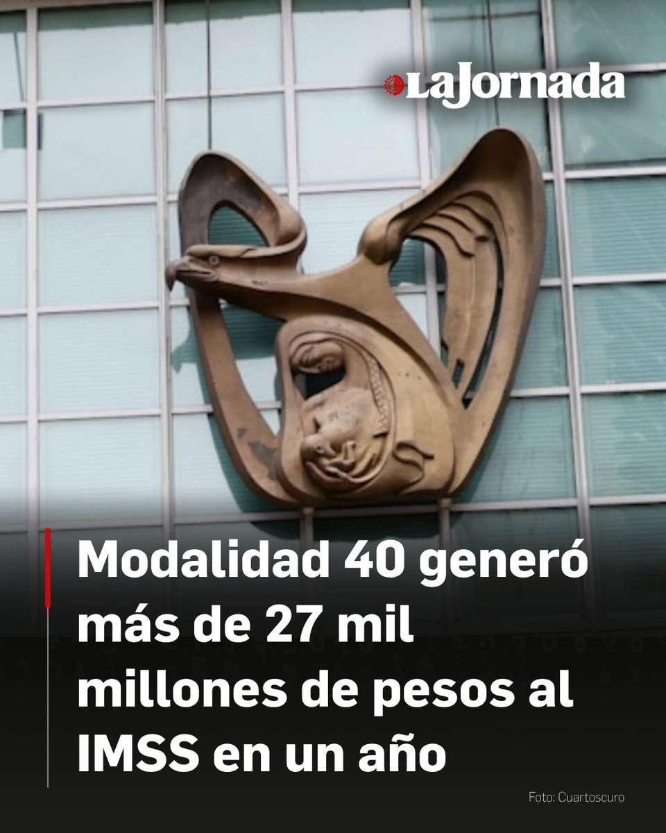 lajornadaonline's tweet photo. Las modificaciones aplicadas al marco operativo de la Modalidad 40 del Instituto Mexicano del Seguro Social (IMSS) acotan la posibilidad de incrementar el Salario Base de Cotización al tope de las 25 UMA, estableciendo que las nuevas inscripciones solo podrán realizarse con base en el último sueldo registrado y aumentos máximos de una UMA.

De acuerdo con datos del propio organismo y de la Auditoría Superior de la Federación (ASF), aunque este esquema voluntario generó ingresos por más de 27 mil 383 millones de pesos en un año, los recursos adicionales resultan insuficientes para contrarrestar la carga financiera que proyectan las pensiones para el instituto en los próximos años.

Más información en: https://t.co/fC7VN0R1Id