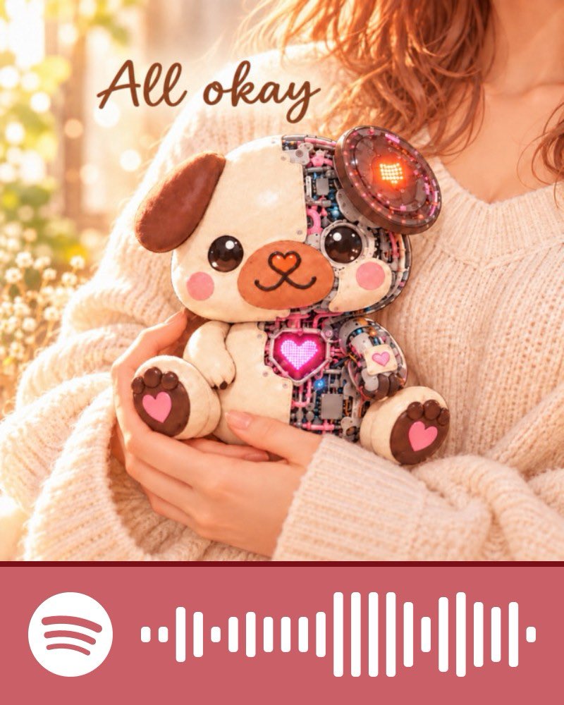 PUGLA_LAB's tweet photo. 🎧 “ALL OKAY” is out today! 💗

No game over. Just a new beginning. ✨
Listen on Spotify, Apple Music &amp; more!

Lyrics by me · Music created with Suno

#PUGLA #AllOkay #NewMusic #OutNow #AIMusic https://t.co/TmVF9wkVLu