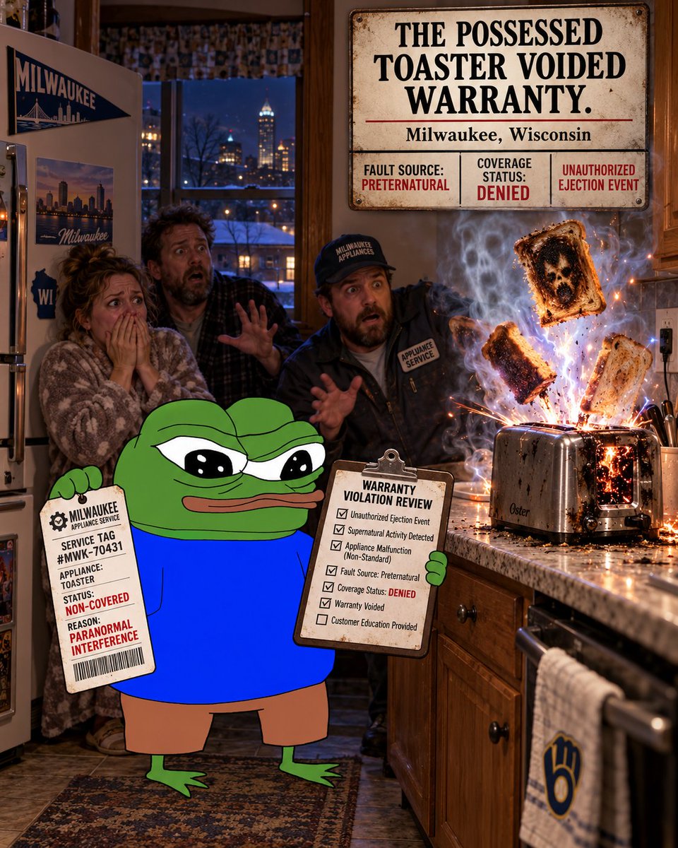 EXPOSSIVE's tweet photo. “THE POSSESSED TOASTER VOIDED WARRANTY” / Milwaukee, Wisconsin 🔒😈🐸🍞📋

#FREN #Halloween https://t.co/CkyCnuwzwJ