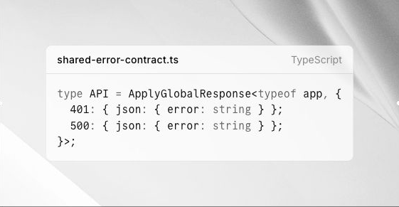 mustafaskyer's tweet photo. Hono RPC won’t infer errors from global middleware or onError.

ApplyGlobalResponse adds the shared error contract to every route. Its types must match the responses your handlers actually return.

https://t.co/GR5yNB8RpR https://t.co/VBX7SPJRs8