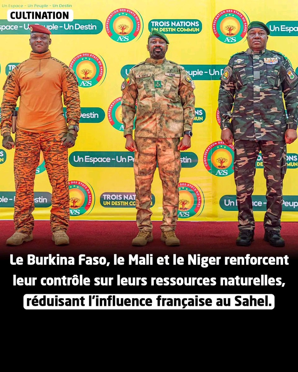Congo_Lait001's tweet photo. 🛑 Info...

Depuis les changements politiques intervenus dans les 3 pays, les autorités sahéliennes ont multiplié les initiatives présentées comme des mesures de souveraineté économique, notamment dans le secteur minier. Au Burkina Faso, des actifs miniers ont été transférés à la société publique SOPAMIB, tandis que le Niger a nationalisé la filiale d’Orano spécialisée dans l’uranium. Ces décisions ont réduit l’accès de certaines entreprises occidentales, dont françaises, aux ressources de la région. La France a également vu ses forces militaires se retirer de ces pays.

Suivez-nous pour plus d'infos chaque jour 🧠

Sources des informations citées : Institut de prospective et d’analyse & DW & New Arab