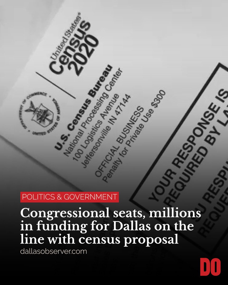 dallas_observer's tweet photo. The Trump administration has proposed cutting race and ethnicity questions from the survey. Here's what it could mean in North Texas.

🔗 https://t.co/fs8Fy9JDnR https://t.co/Q086yJ2yop