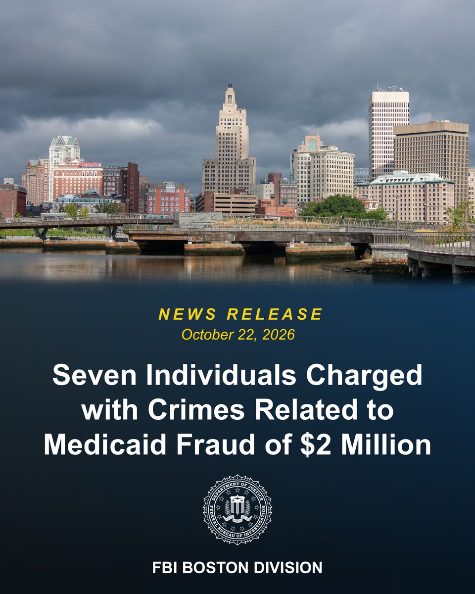 FBIBoston's tweet photo. #FBI Boston is proud to assist our partners @OIGatHHS, & the RI Attorney General's Office with an investigation that led to charges against seven individuals in connection with an alleged scheme to defraud Rhode Island Medicaid of approx. $2 million through U'Nique Diversity Innovations, a community health worker provider in Providence, RI. They're accused of billing for services never provided or were substantially overstated, falsifying supporting records, & paying illegal kickbacks to recruit Medicaid beneficiaries. Learn more: https://t.co/fBZP9uT14W