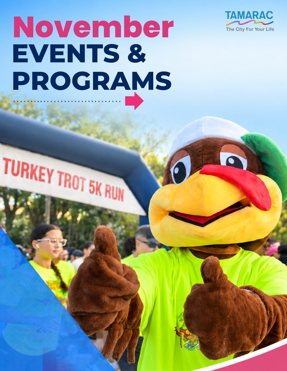 CityofTamarac's tweet photo. November in Tamarac is looking GOOD! From family-friendly fun to activities for all ages, your next favorite event might be just around the corner. 🎉

Fun for every age, all in one place! Visit https://t.co/oXiU6pcg0E for details 

#cityoftamarac #tamaracfl #thingstodo https://t.co/OrBeJbGKtt