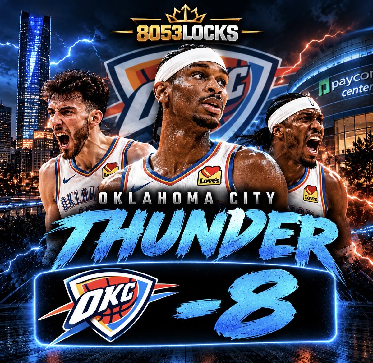 8053Locks's tweet photo. 🚨 NBA PLAY OF THE NIGHT 🚨

⚡ OKC THUNDER -8 🔒

We’re riding with one of the most dangerous teams in the league tonight. OKC has the firepower and defense to turn this into a double-digit win.

LET’S KEEP THE HOT STREAK ROLLING! 🔥💰

#NBA #ThunderUp #8053Locks https://t.co/PeU1mkWGT2